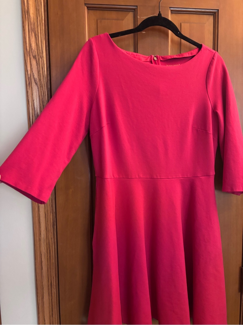 Kate Spade Dark Watermelon 3/4 Sleeve Fit and Flare Dress - Picture 3 of 12